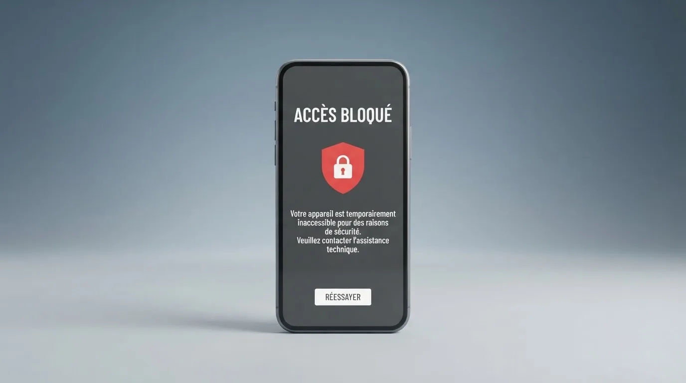 écran affichant un avertissement de blocage d'accès à un site de jeu