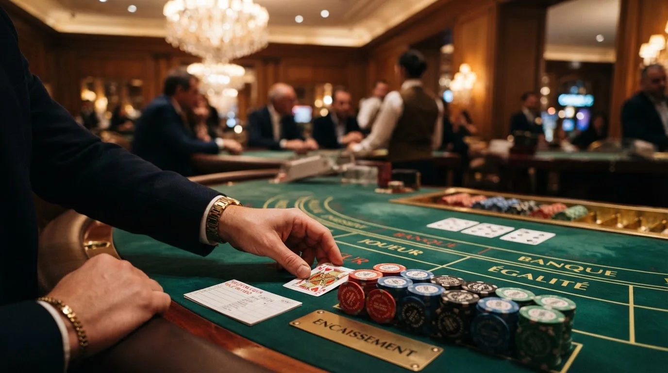 Table de baccara et jeux de cartes dans une salle de casino