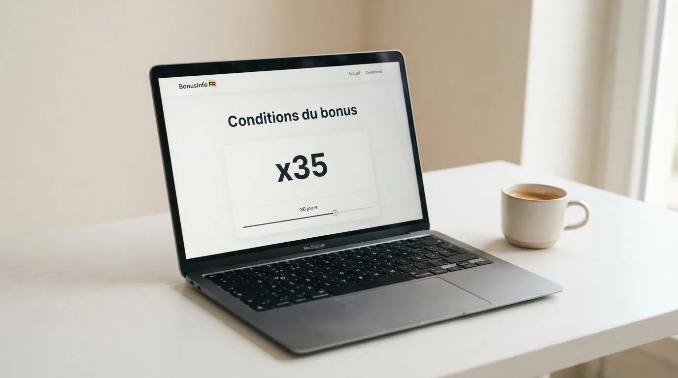 Capture d'ecran des conditions generales d'un bonus de bienvenue en ligne